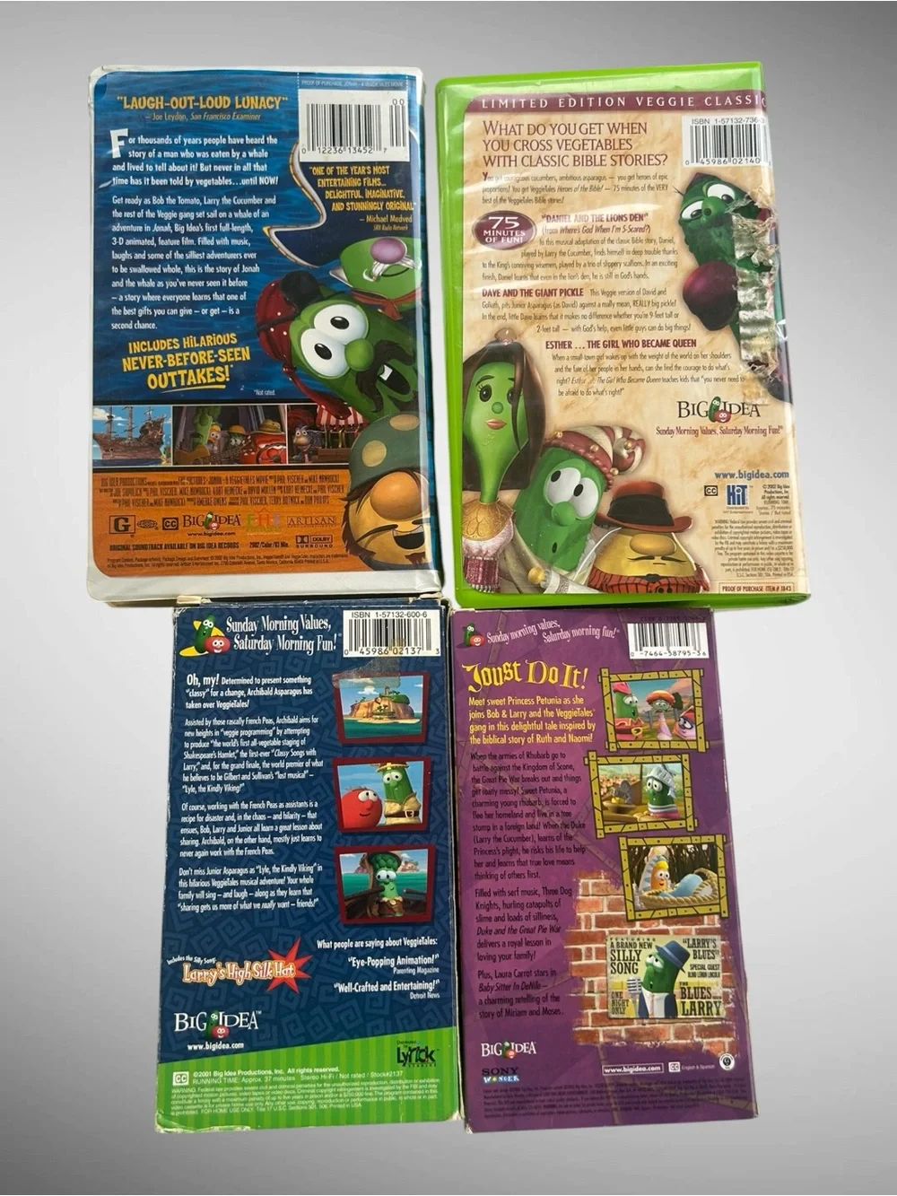VeggieTales VHS Lot of 4 Jonah Heroes Bible Lyle Duke Y2K Kids